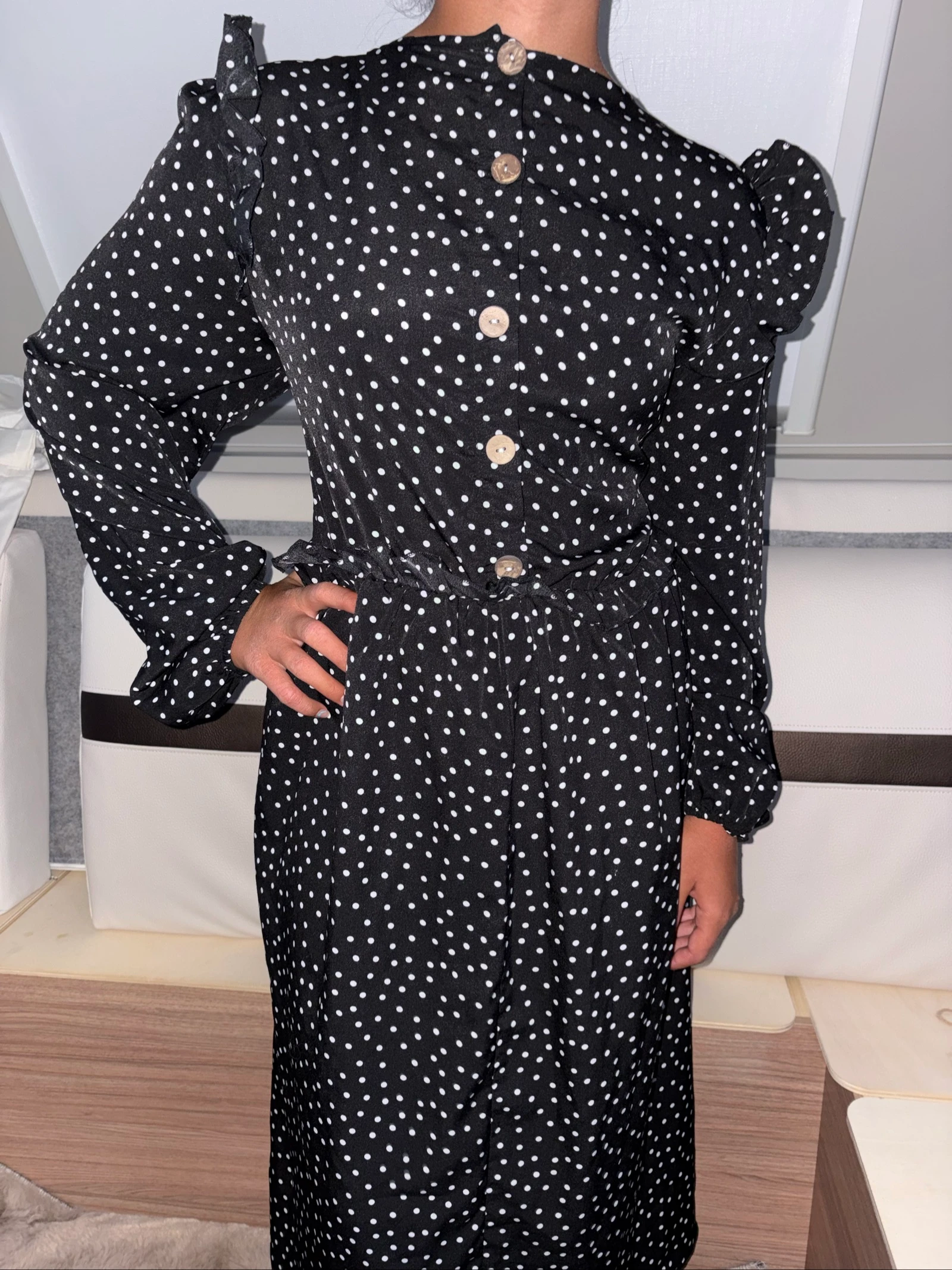 Vestido largo de lunares negros y blancos XL – Usado una vez – photo 3